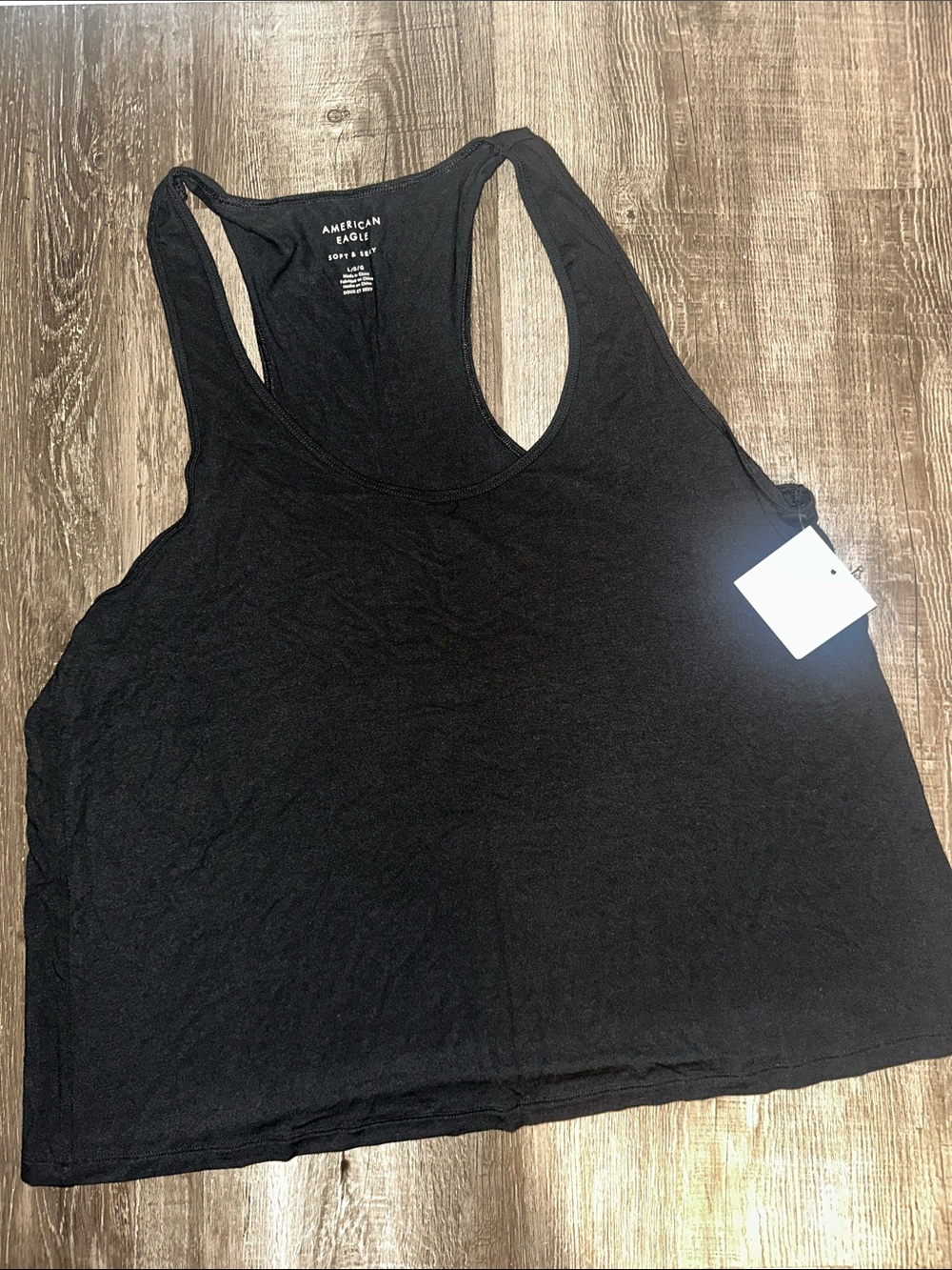 American Eagle Outfitters Black Scoop Neck Racerback Tank